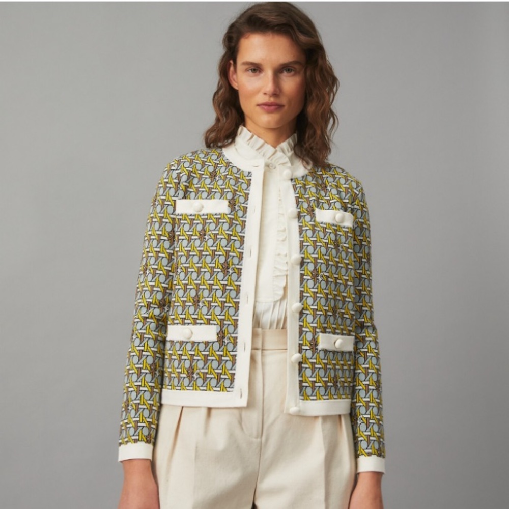 New $498 Tory Burch Plaid Kendra Cardigan